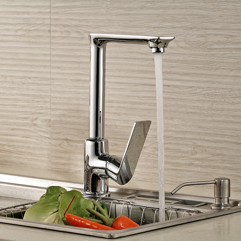 Brass Chrome Sink Kitchen Faucet with Square Shape