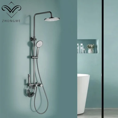 中国シャワーヘッド卸売ガンメタル降雨浴室の蛇口真鍮サーモスタットシャワーミキサータップ